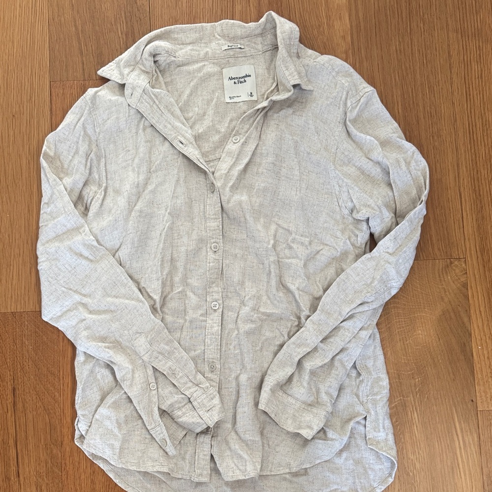 Abercrombie & Fitch boyfriend linen Button Down Shirt
